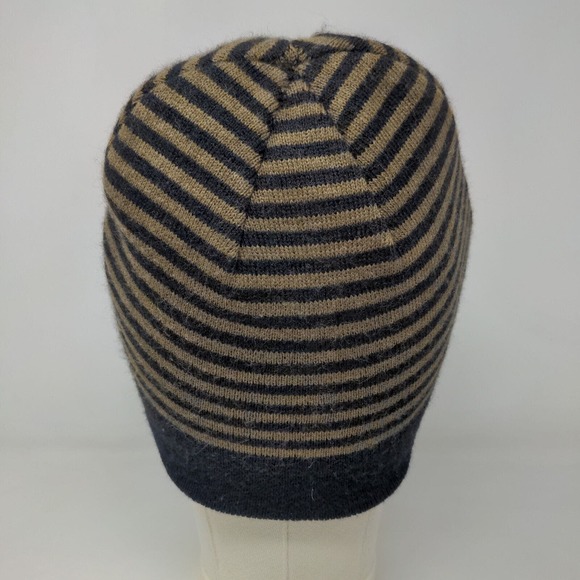 Calvin Klein Men's Beanie Hat Black 100% Acrylic Striped Spell Out - Picture 8 of 13